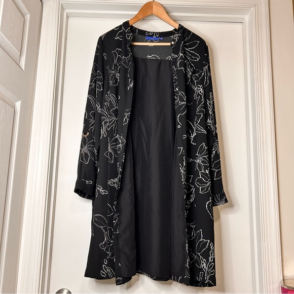 Apt. 9 Black & White Floral Pattern Button-Down Dress - Size XL - Picture 6 of 16